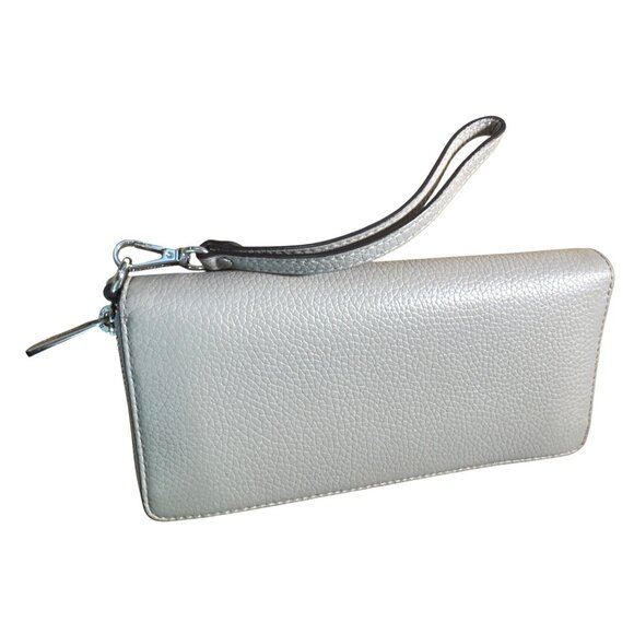 Michael Kors Pebbled Leather Wristlet Wallet With Card Slots & Zippered Closure - Picture 3 of 5